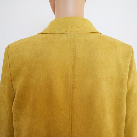 Philosophy Faux Suede Leather Mustard Open Front Coat with Pockets - Picture 7 of 14
